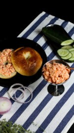 smoked salmon spread on bagel bali