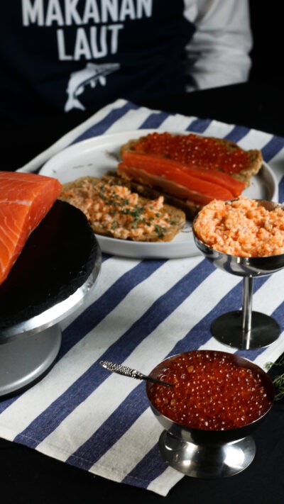 salmon spread smoked salmon red caviar trio set bali
