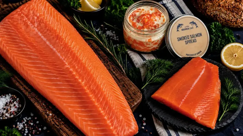 Salmon Lovers Set Bali — fresh salmon fillet, smoked salmon and a jar of smoked salmon spread