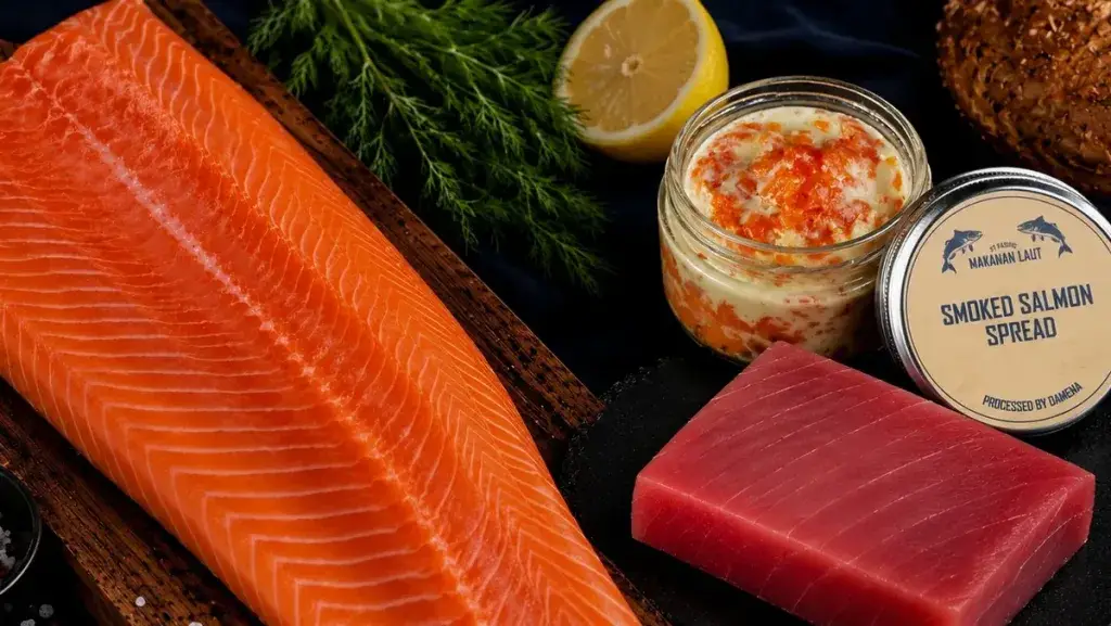 Sashimi Home Set Bali — fresh salmon fillet, sashimi-grade tuna saku and smoked salmon spread