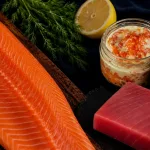 Sashimi Home Set Bali — fresh salmon fillet, sashimi-grade tuna saku and smoked salmon spread