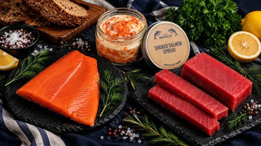 Smoked Duo Set Bali — cold-smoked salmon, smoked tuna and a jar of smoked salmon spread