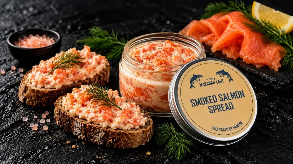 smoked salmon spread bali – jar of pasific smoked salmon spread with toast and smoked salmon