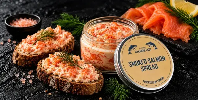 smoked salmon spread bali – jar of pasific smoked salmon spread with toast and smoked salmon